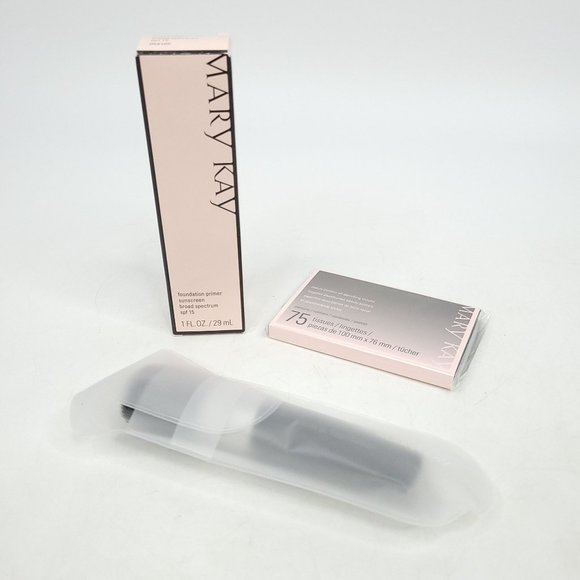 Mary Kay Other - Mary Kay Bundle Foundation Primer spf15 Blotter Tissues Mineral Foundation Brush
